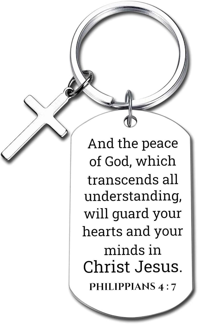 GiftYou Inspirational Scripture Metal Key Chains with Cross Pendant - Bible Verse Keychain Religious Gift for Christian - Image 1